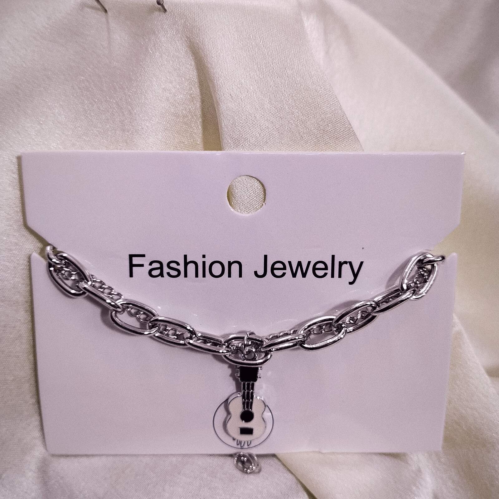 Silver Guitar Chain Bracelet