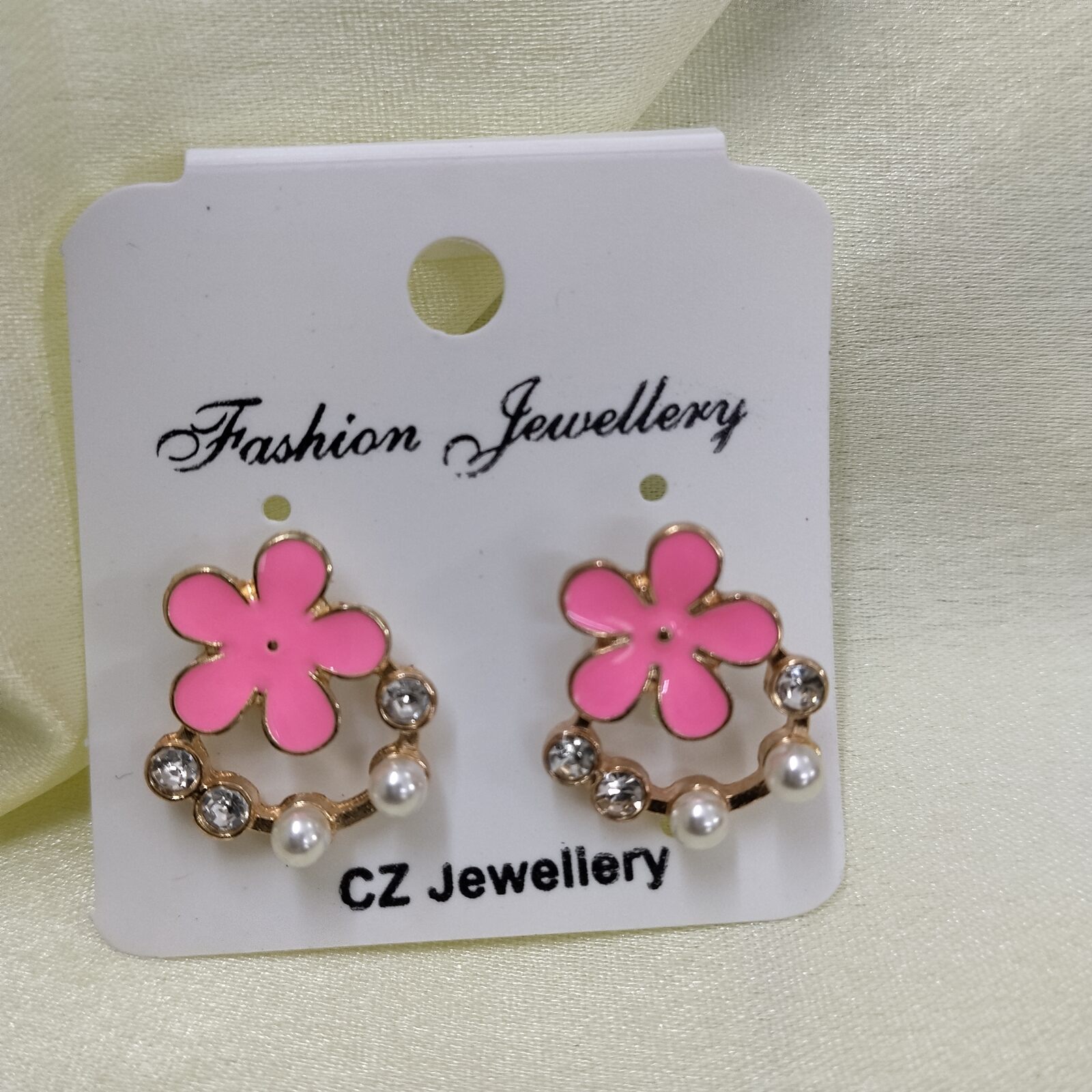 Hand Painted Flower Earrings Light Pink