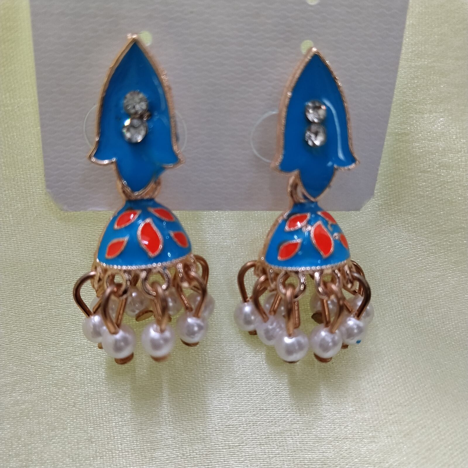 Hand Painted Jhumki Firozi & Red