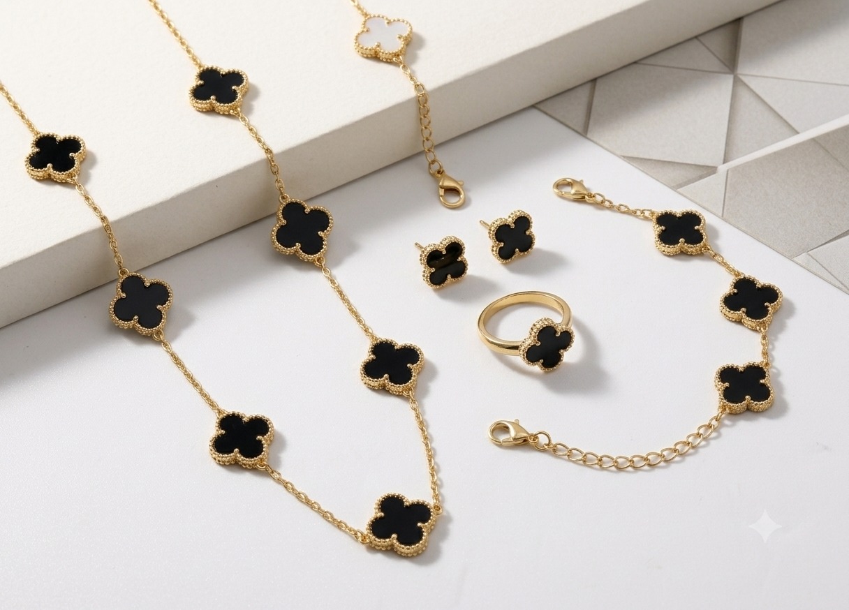 Meenakari Black Golden Set With Ring