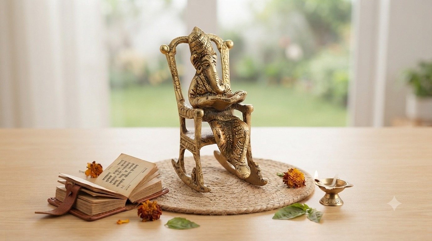 Lord Ganesha On Rocking Chair Showpiece