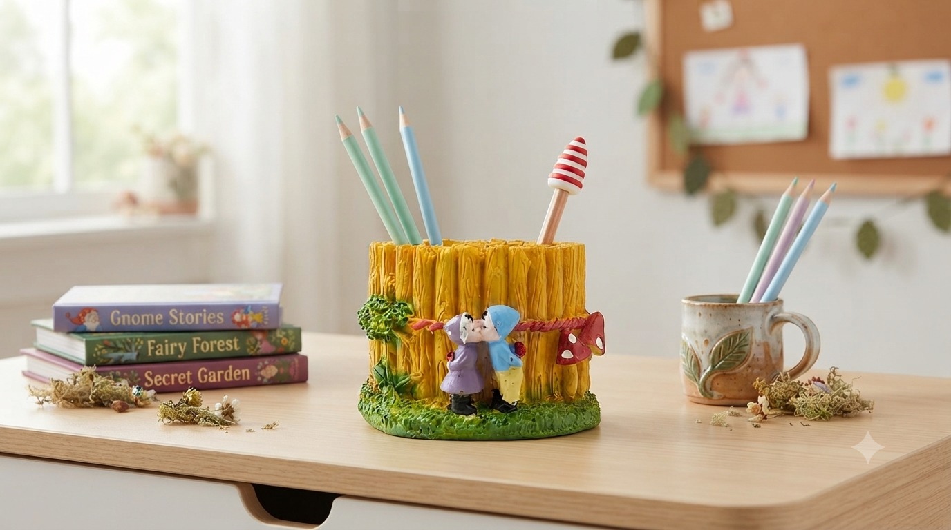 Romantic Couple Fence Planter & Pen Stand