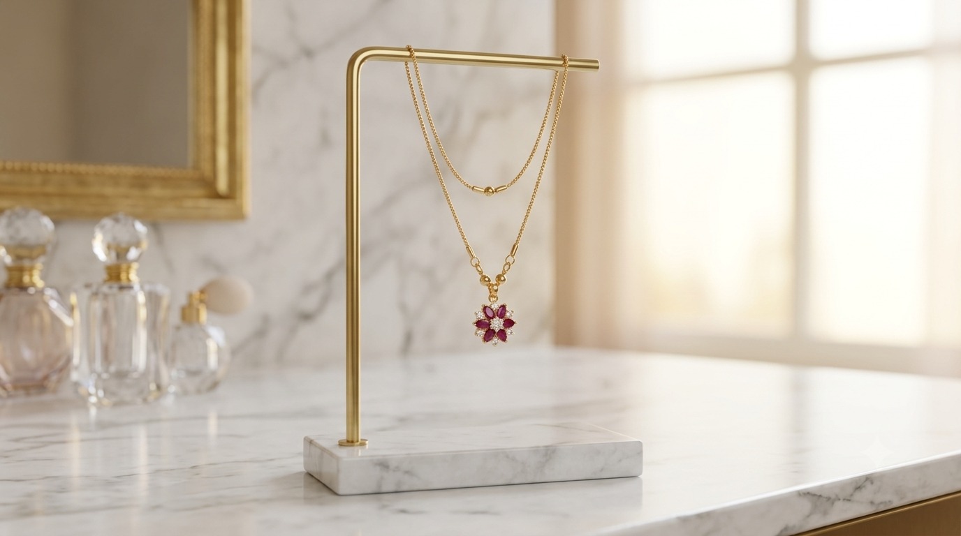 Flower Chain Pendant Maroon