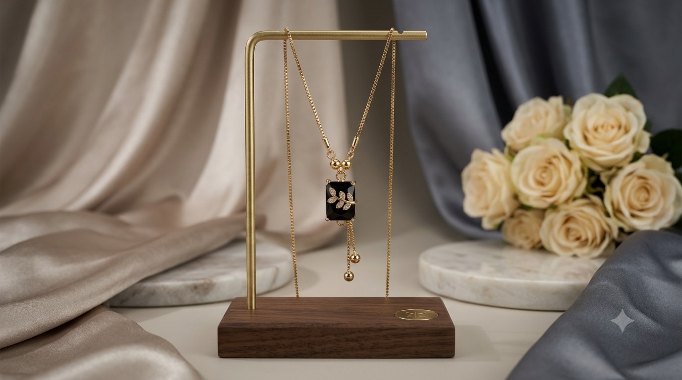 Stone Chain Pendant Black