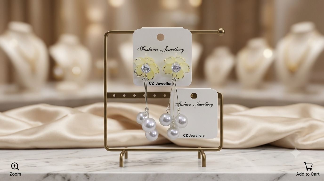 Yellow Flora & Pearl Earrings