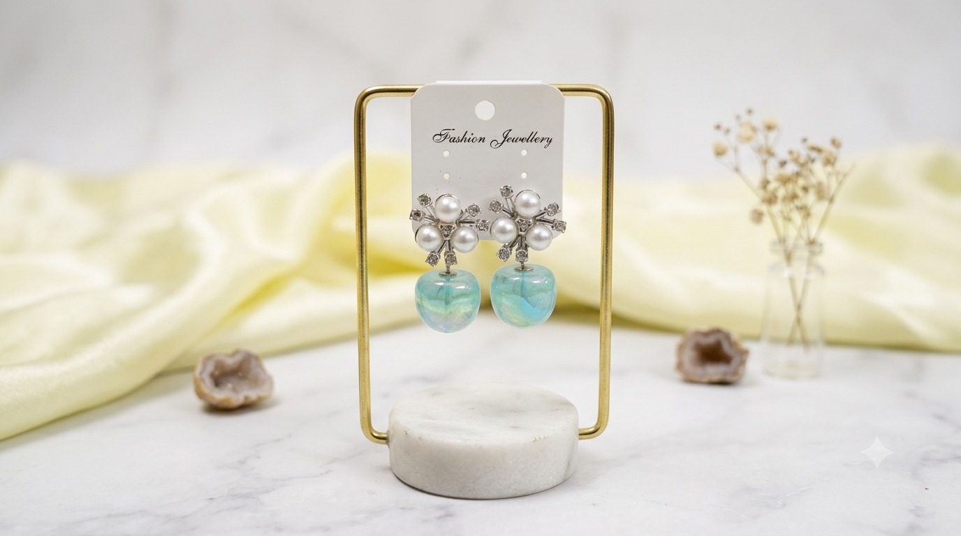 Ocean Blue Cherry Drop Earrings