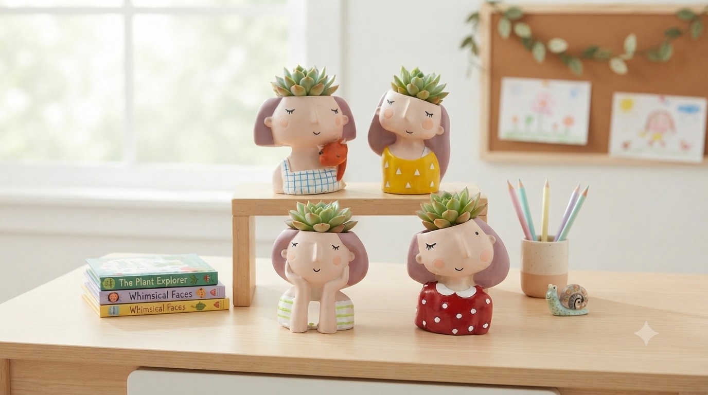Boho Girl Figurine Succulent Planter Set (Assorted Designs)