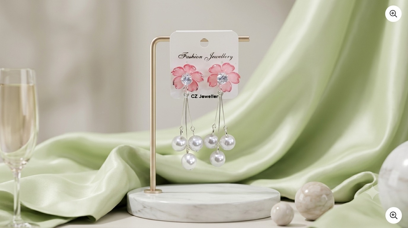 Pink Flora & Pearl Earrings