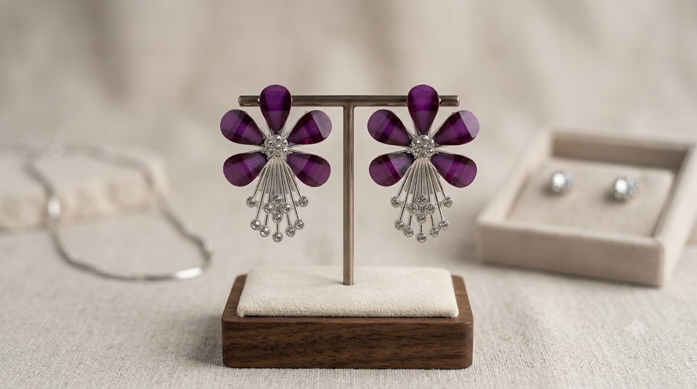 Purple Flower Earings